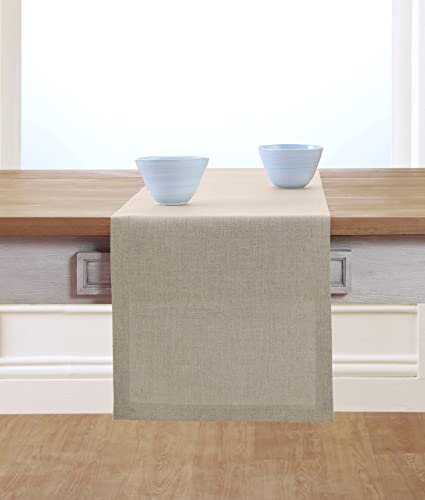 Black Friday 🔥 Solino Home 100% Pure Linen Table Runner – 14 x 120 Inch Fete, Handcrafted from European Flax, Natural Fabric Runner – Natural