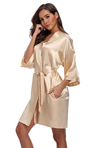 Robe for Women Silky Lightweight Satin Kimono Bride Bridesmaids Wedding Party Robes Dressing Gown Summer Loungewear2