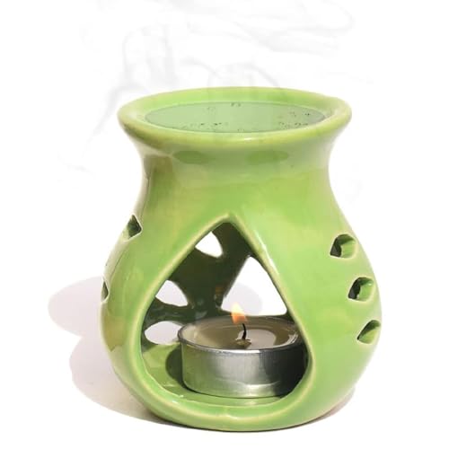 Image of Pure Source India Ceramic Aroma Burner (Set of 1, Green)