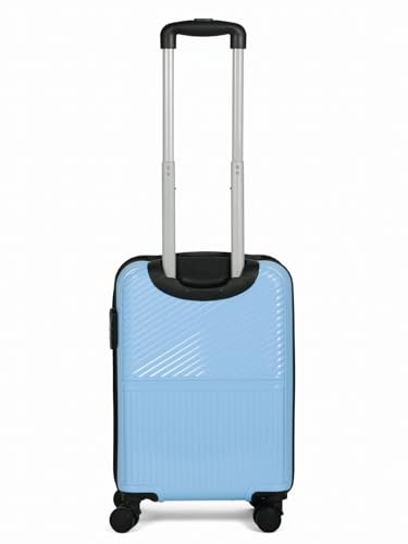 Image of Teakwood Small Size 8 Wheels Trolley Bag, Hard Cabin with Zipper Closure, Adjustable Push Button & Cross Side Strap, Number Lock System 360 Degree (Small, Powder Blue)