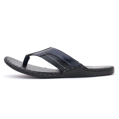 Image of Lazard by Khadim's Synthetic Leather PVC Sole Navy Slip-Ons for Men