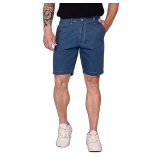 Bermuda Masculina Sarja Brim Premium Leve E Confortável Com Bolso Cores Modernas Moda Verão Casual (BR, Numérico, 48, Slim, Regular, Bermuda Azul Petroleo)