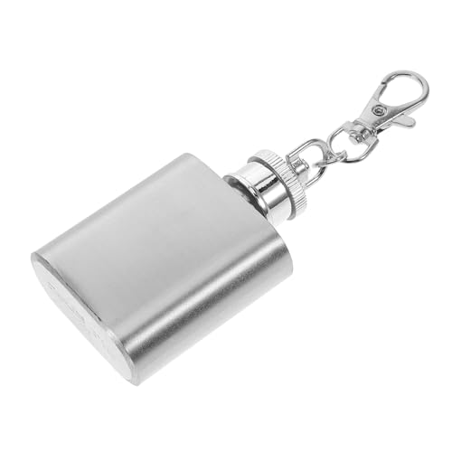 MAGICLULU Mini Flask Keychain Essential Oil Bottle Portable 1oz/30ml Metal Flask for Camping Beverage Container Keychain Attachment