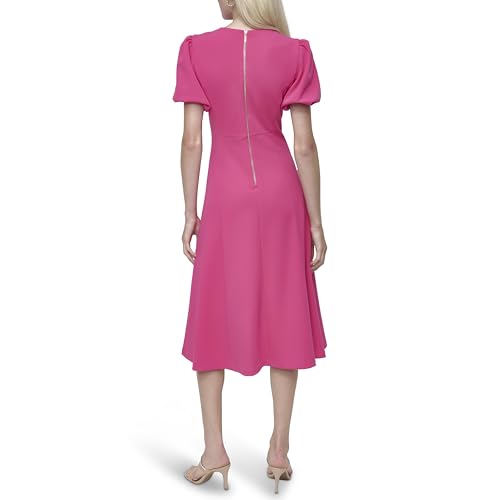 Image of DKNY Women's Bubble Sleeve V-Neck Fit & Flare Mini Dress