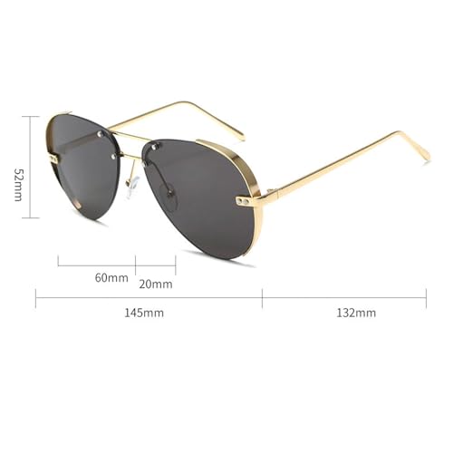 willochra Rimless Double Beam Oversized Pilot Sunglasses Women Luxury Vintage Metal Frame Oval Shades Eyewear For Ladies3