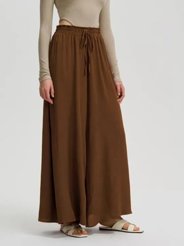 Image of KOTTY Women's Relaxed Fit Wide-Leg Drawstring Palazzo Trouser for Everyday Comfort & Style