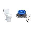 TOTO Drake Two-Piece Elongated 1.28 GPF TORNADO FLUSH Toilet with CEFIONTECT and SoftClose Seat, WASHLET+ Ready, Cotton White - MS776124CEG#01 & Danco Perfect Seal Toilet Wax Ring with Bolts (10826X)