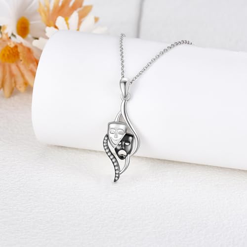 MONGAS Comedy and Tragedy Masks/Spoon/Raccoon/Skull/Firefly/Mushroom/Mom/Phantom of The Opera Necklace Sterling Silver Mustard Seed Jewelry for Women4