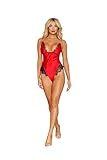 Dreamgirl Women's Poinsetta Satin Teddy, Poinsettia, XL