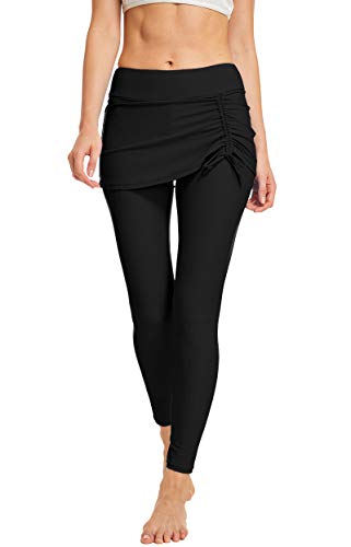 Seagoo Swim Skirt with Leggings Women UV Protection Skirted Swimming Leggings Pants Black