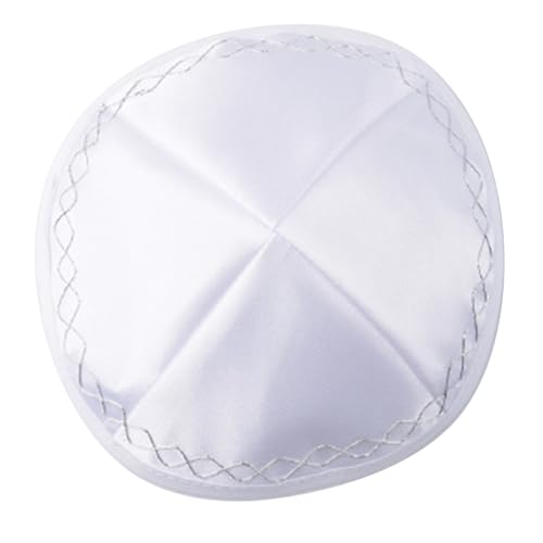 vsilay Kippa para adultos, boné branco, confortável e respirável, chapéu Yarmulka Kippah judeu Kipá israelense Yarmulke 19 cm, Branco