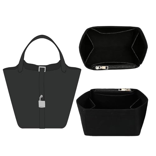 OAikor Organizador de bolsa para Hermes Picotin, divisor de armazenamento leve para bolsa de luxo com 5 bolsos, modelador de bolsa de feltro premium de grande capacidade (picotina 18/preto)