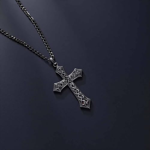 Cross Necklace for Men Women 925 Solid Sterling Silver Crucifix Pendant Necklace for Him Men2