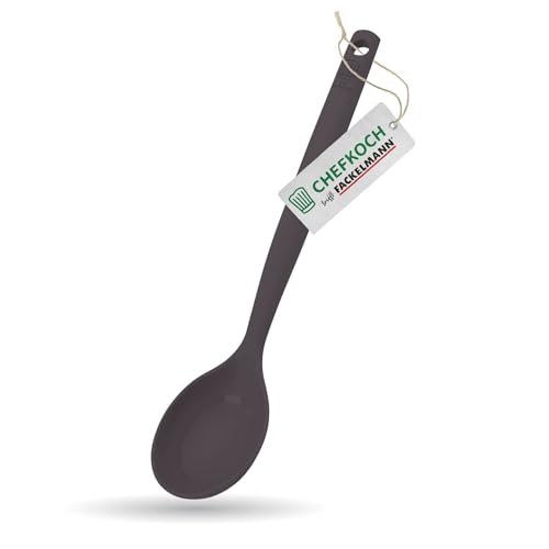 Fackelmann Chefkoch Servierlöffel Düsseldorf aus Platin Silikon mit Messskala Hitzebeständig bis 230C Dunkelgrau 32 5 cm