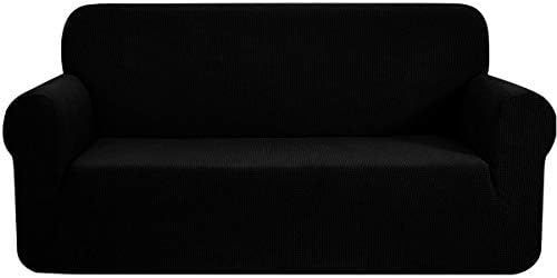 CHUN YI 1 Piece Jacquard Sofa Covers Stretch Fabric Settee cover Furniture Protector for Chair, 1 Seater Sofa Slipcover for Living Room, Checks Durable Spandex Fabric (Chair, Grey)