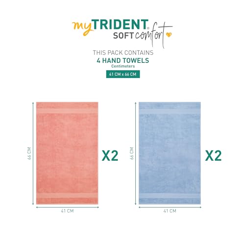 Image of MYTRIDENT Soft Comfort Air Rich Towel 100% Cotton Hand Towel for Daily use, 500 GSM Highly Absorbent Towels for Men /Women, 4Pc Hand Towel Set (41 cm X 66 cm), Allure and Coral Haze