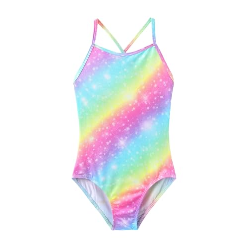 iLover Girls Sparkle One Piece Swimsuits Crossback Swimwear Beach Bathing Suit with Adjustable Strap 7-8 Years