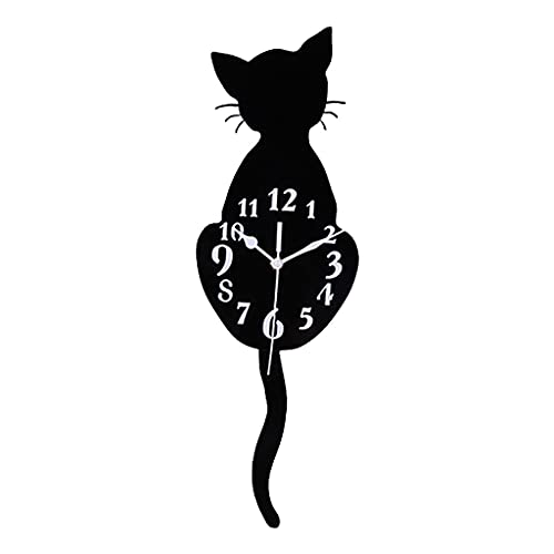 gazechimp Relógio de Parede Silencioso Cat de Design Moderno, Relógios de Pêndulo com Traseiro, Movi
