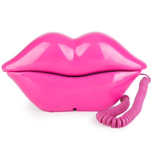Sangyn Lip Phone Cute Corded Lip Telephones Novelty Sexy Mouth Wired Phone Cartoon Shaped Real Landline Telephone for Home Office Shops and Art Decor