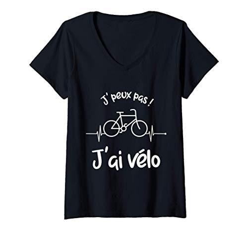 Femme J'peux pas j'ai vélo - Humour vélo - Maillot cycliste drôle T-Shirt avec Col en V Cover