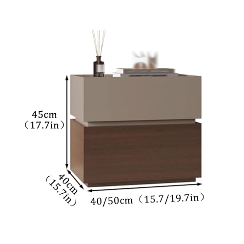 Table de chevet avec 2 tiroirs design bicolore et meuble de rangement de nuit