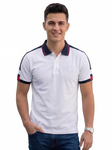Image of XENOVAURBAN Polo t Shirt for Man | Striped Pattern Mens Cotton Polo Neck T-Shirt with Collar | Regular fit | Breathable and Soft - Polo-Striped-P