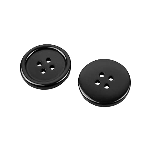 10pcs 30mm Black 4 Holes Large Round Resin Sewing Buttons (Black-30mm-10Pack)