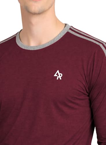 Image of ADRO Men's Full Sleeve T-Shirt Navy Grey Colorblock | Cotton Round Neck Casual Tshirt | Regular Fit Stylish T Shirt