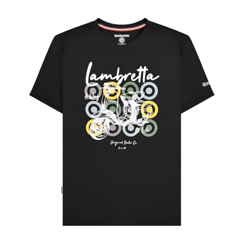 Image of Lambretta Mens Scooter Retro T Shirt (UK, Alpha, L, Regular, Regular, Black)