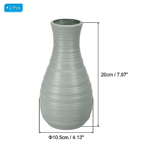 PATIKIL Flower Vase, 2 Pack Plastic Vase for Flowers Ceramic Look Table Centerpieces for Home Room Decor Green - Image 2