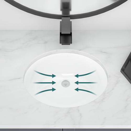 Lofeyo Undermount Bathroom Sink, 18''x15'' Oval Undermount Bathroom Sink White Porcelain Ceramic Bathroom Vessel Sink Under Counter Vanity Sink Top Bowl Lavatory Basin, inner dimension 16" x 13"