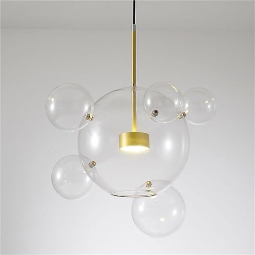 Lustre moderne à LED en verre transparent à 5 boules LWX pour cuisine