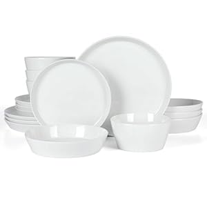 Martha Stewart Selma Chip & Scratch Resistant Dinnerware Set, Plates and Bowls Dishes Set, White Martha Stewart Selma Chip Scratch Resistant Dinnerware Set Plates and Bowls Dishes Set White