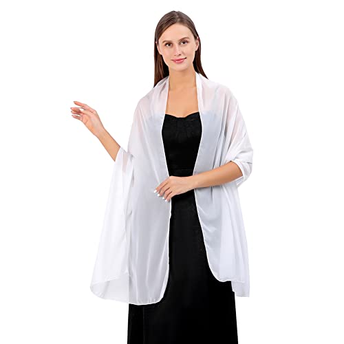 Proumhang Mujeres Mantones de Gasa Suave Bufandas Wraps para Novia Dama de Honor Fiesta de Boda Vestido de Noche y Vestidos para Ocasiones Especiales 70cm x 200cm Blanco