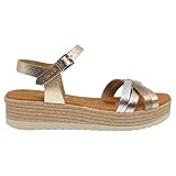 Oh! My Sandals - 6010 Zara Sandalias de Mujer cómodas con Plataforma Ligera y Plantilla Gel, Fabricadas en españa Mujer Color: CHAMPAN Talla: 40