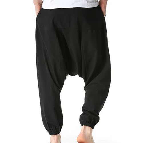 Men's Hip Hop Harem Pants Lightweight Joggers Drawstring Elastic Waist Baggy Drop Crotch Sweatpants Casual Trousers3