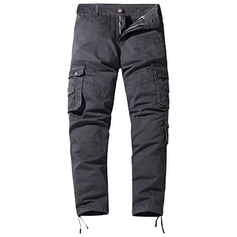 Gefütterte Cargohose Herren Herren Sport Freizeithose Hose Multi Pocket Gerade Einfarbig Outdoor Overall Hose Mode Lose Hose Wanderhose Herren Große Größen Cover