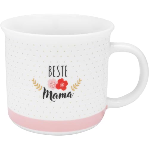 GRUSS & CO Tasse mit Motiv 'Beste Mama' | Lieblingstasse in Geschenkbox, Porzellan, 38 cl, Tasse mit Spruch | Geschenk, Geburtstag, lustiges Geschenk | 48937