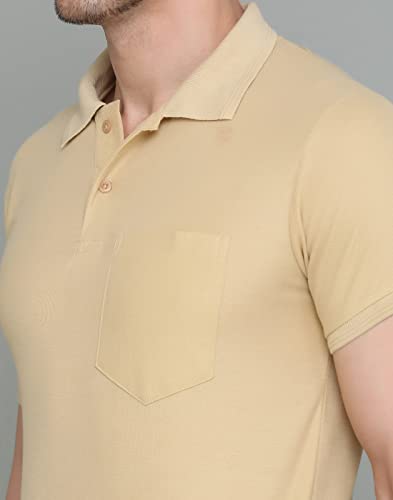 Image of INKKR Men's Polo Neck Half Sleeve Cotton Blend Regular Fit T-Shirt With Pocket