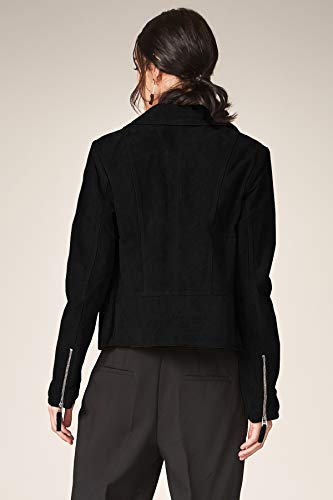Escalier Women's Genuine Leather Jacket Suede Moto Biker Coat Black XS - Thumbnail 4