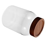 COLLBATH Tarro de Vidrio Transparente con Tapa de Madera Hermética para Almacenamiento para Condimentos Cereales Azúcar y Snacks Cocina Organizada