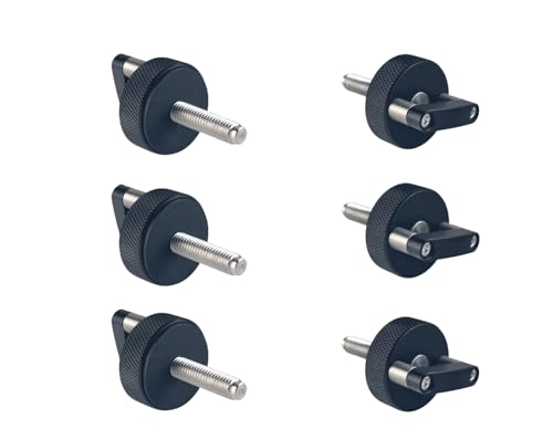 Image of DEWHEL Aluminum 6pcs Hard Top Bolts Quick Removal Fastener Thumb Screws W /D Ring Compatible with Jeep Wrangler JK JKU JL JLU JT