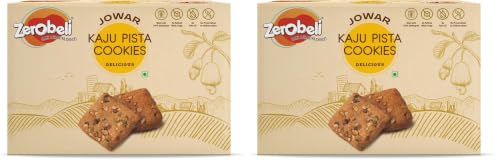 Image of Zerobeli Jowar Kaju Pista Cookies 425g |Premium No Maida Handmade Cookies| Contains Real Cashews and Pista| No Refined White Sugar, No Palm Oil, Preservatives or Colors (Pack of 2)