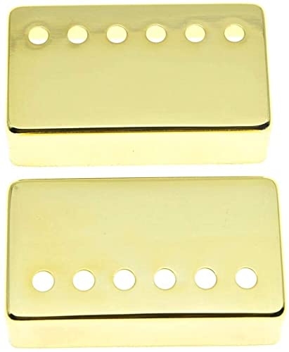 Dopro Set of 2 Metal Humbucker Guitar Pickup Cover Brass Humbucker Pickup Covers 49.2mm/52mm Pole Spacing Gold