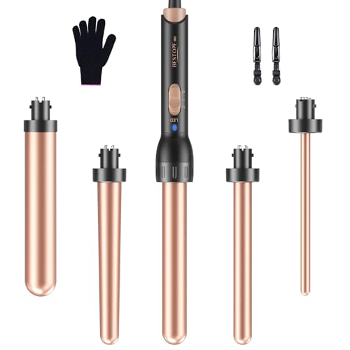 Set di ferro arricciacapelli 5 in 1, in ceramica, per ricci grandi e piccoli, con diversi accessori, 2 livelli di temperatura