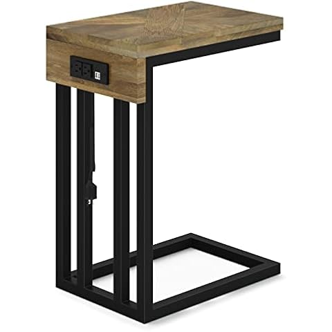SIMPLIHOME End Table, Metal, Natural, 0 Cover