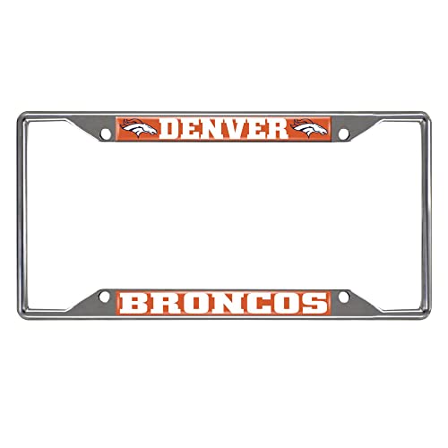 FANMATS NFL Denver Broncos Chrome License Plate Frame Chrome 6.25 x 12.25 Orange