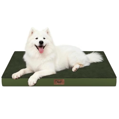 Image of Large Waterproof Orthopedic Dog Bed with Egg Crate Foam | Fits 42x28 Crates, TPU Waterproof Layer, 1680D Washable Oxford Cover, Portable Handle, Indoor & Outdoor Use, Up to 80 lbs