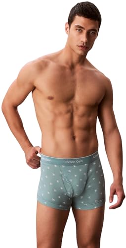 Calvin Klein Calzoncillos bóxer Pack de 3 Hombre Trunks con logotipo en la cintura, Turquesa (Micro Chip/Diamond Logo+Zoni Beach/), M