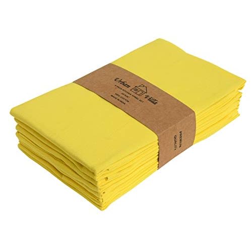 Urban Villa Kitchen Towels Premium Quality 100% Cotton Solid Kitchen Towels Set of 6 Ultra Soft Size 20X30 Inches Yellow Color Kitchen Towel Highly Absorbent Kitchen Towels